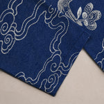 Buddha Stones Cotton White Crane Auspicious Cloud Pattern Men's Tapered Pants With Pockets