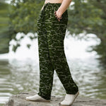 Buddha Stones Cotton White Wave Pattern Men's Tapered Pants With Pockets