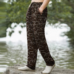 Buddha Stones Cotton White Wave Pattern Men's Tapered Pants With Pockets