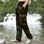 Buddha Stones Cotton Blooming Floral Pattern Men's Tapered Pants With Pockets