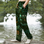 Buddha Stones Cotton Blooming Floral Pattern Men's Tapered Pants With Pockets