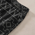 Buddha Stones Cotton Tribal White Geometric Pattern Men's Tapered Pants With Pockets