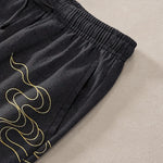 Buddha Stones Cotton Crane Cloud And Ocean Wave Pattern Men's Tapered Pants With Pockets