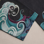 Buddha Stones Cotton Crane Cloud And Ocean Wave Pattern Men's Tapered Pants With Pockets