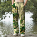 Buddha Stones Cotton Floral Mountain And River Pattern Men's Tapered Pants With Pockets