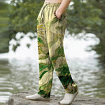 Buddha Stones Cotton Floral Mountain And River Pattern Men's Tapered Pants With Pockets