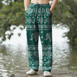 Buddha Stones Cotton Elephant Tribal Pattern Men's Tapered Pants With Pockets