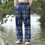 Buddha Stones Cotton Elephant Tribal Pattern Men's Tapered Pants With Pockets