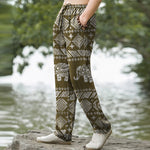 Buddha Stones Cotton Elephant Tribal Pattern Men's Tapered Pants With Pockets