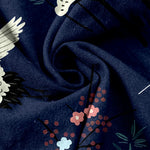 Buddha Stones Pure Cotton Graceful Crane And White Tree Pattern Women's Elastic Waist Pants With Pockets