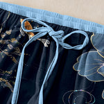 Buddha Stones Pure Cotton Koi Fish Lotus Pattern Women's Elastic Waist Pants With Pockets