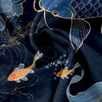 Buddha Stones Pure Cotton Koi Fish Lotus Pattern Women's Elastic Waist Pants With Pockets