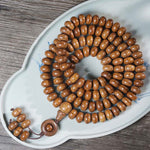 Buddha Stones Natural Abelia Biflora Wood Protection 108 Bead Mala