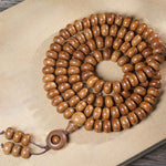 Buddha Stones Natural Abelia Biflora Wood Protection 108 Bead Mala