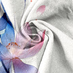 Buddha Stones Pure Cotton Watercolor Lotus Pattern Women's Elastic Waist Pants With Pockets