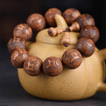 Buddha Stones Natural Abelia Biflora Wood Heart Sutra Om Mani Padme Hum Bracelet