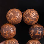 Buddha Stones Natural Abelia Biflora Wood Heart Sutra Om Mani Padme Hum Bracelet