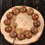 Buddha Stones Natural Abelia Biflora Wood Heart Sutra Om Mani Padme Hum Bracelet