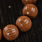 Buddha Stones Natural Abelia Biflora Wood Heart Sutra Om Mani Padme Hum Bracelet