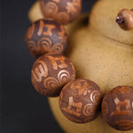 Buddha Stones Natural Abelia Biflora Wood Heart Sutra Om Mani Padme Hum Bracelet