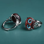 Buddha Stones Small Leaf Red Sandalwood Cat Longevity Adjustable Ring