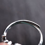Buddha Stones Small Leaf Red Sandalwood Cat Longevity Adjustable Ring