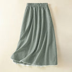 Buddha Stones Summer Vintage Green Plaid Women's Skirts With Pockets