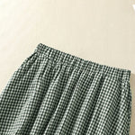 Buddha Stones Summer Vintage Green Plaid Women's Skirts With Pockets