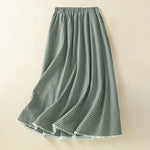 Buddha Stones Summer Vintage Green Plaid Women's Skirts With Pockets