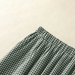 Buddha Stones Summer Vintage Green Plaid Women's Skirts With Pockets
