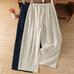 Buddha Stones Summer Casual Minimalist Drawstring Solid Cropped Pants Women's Straight Leg Pants With Pockets