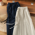 Buddha Stones Summer Casual Minimalist Drawstring Solid Cropped Pants Women's Straight Leg Pants With Pockets