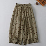 Buddha Stones Summer Casual Vintage Drawstring Polka Dot Women's Cropped Pants With Pockets
