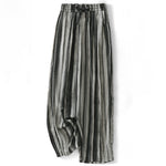 Buddha Stones Summer Casual Elegant Drawstring Vertical Striped Long Pants Women's Straight Leg Pants With Pockets