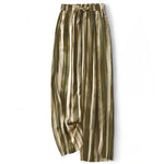 Buddha Stones Summer Casual Elegant Drawstring Vertical Striped Long Pants Women's Straight Leg Pants With Pockets