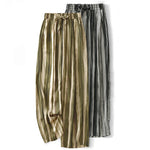 Buddha Stones Summer Casual Elegant Drawstring Vertical Striped Long Pants Women's Straight Leg Pants With Pockets