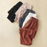 Buddha Stones Spring Summer Casual Minimalist Solid Cropped Women's Harem Pants With Pockets
