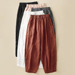 Buddha Stones Spring Summer Casual Minimalist Solid Cropped Women's Harem Pants With Pockets