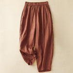 Buddha Stones Spring Summer Casual Minimalist Solid Cropped Women's Harem Pants With Pockets