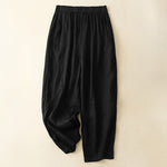 Buddha Stones Spring Summer Casual Minimalist Solid Cropped Women's Harem Pants With Pockets