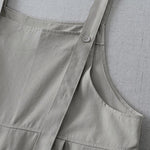 Buddha Stones Spring Summer Casual Minimalist Solid Button-Up Women's Jumpsuit With Pocket