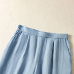 Buddha Stones Spring Summer Casual Minimalist Solid Capri Pants Women's Straight Leg Pants With Pockets