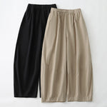 Buddha Stones Summer Casual Minimalist Solid Cropped Pants Women's Harem Pants With Pockets