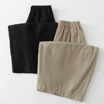 Buddha Stones Summer Casual Minimalist Solid Cropped Pants Women's Harem Pants With Pockets