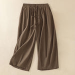 Buddha Stones Summer Casual Minimalist Drawstring Solid Women's Cropped Pants With Pockets