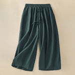 Buddha Stones Summer Casual Minimalist Drawstring Solid Women's Cropped Pants With Pockets