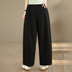 Buddha Stones Summer Casual Drawstring Solid Cropped Pants Women's Wide Leg Pants With Pockets