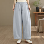 Buddha Stones Summer Casual Drawstring Solid Cropped Pants Women's Wide Leg Pants With Pockets