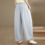 Buddha Stones Summer Casual Drawstring Solid Cropped Pants Women's Wide Leg Pants With Pockets