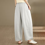 Buddha Stones Summer Casual Drawstring Solid Cropped Pants Women's Wide Leg Pants With Pockets